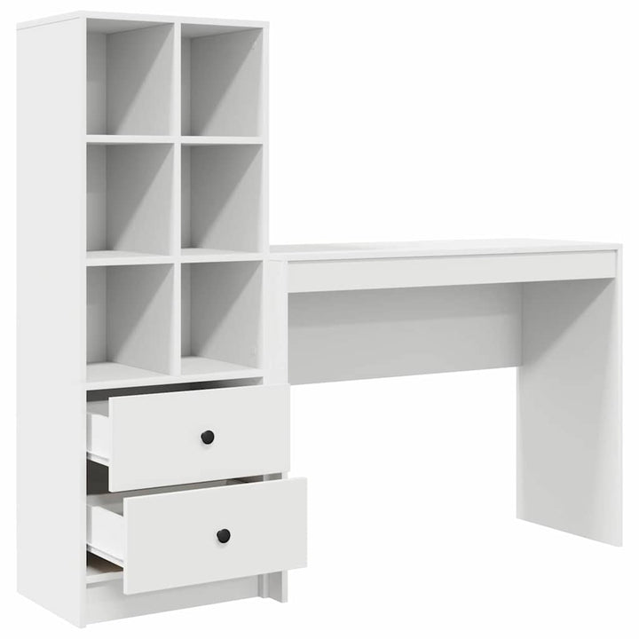 Skrivebord med opbevaring med hylde 2 pcs Hvid 100 x 40 x 76 cm