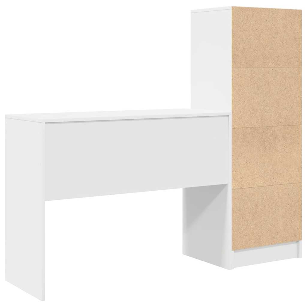 Skrivebord med opbevaring med hylde 2 pcs Hvid 100 x 40 x 76 cm