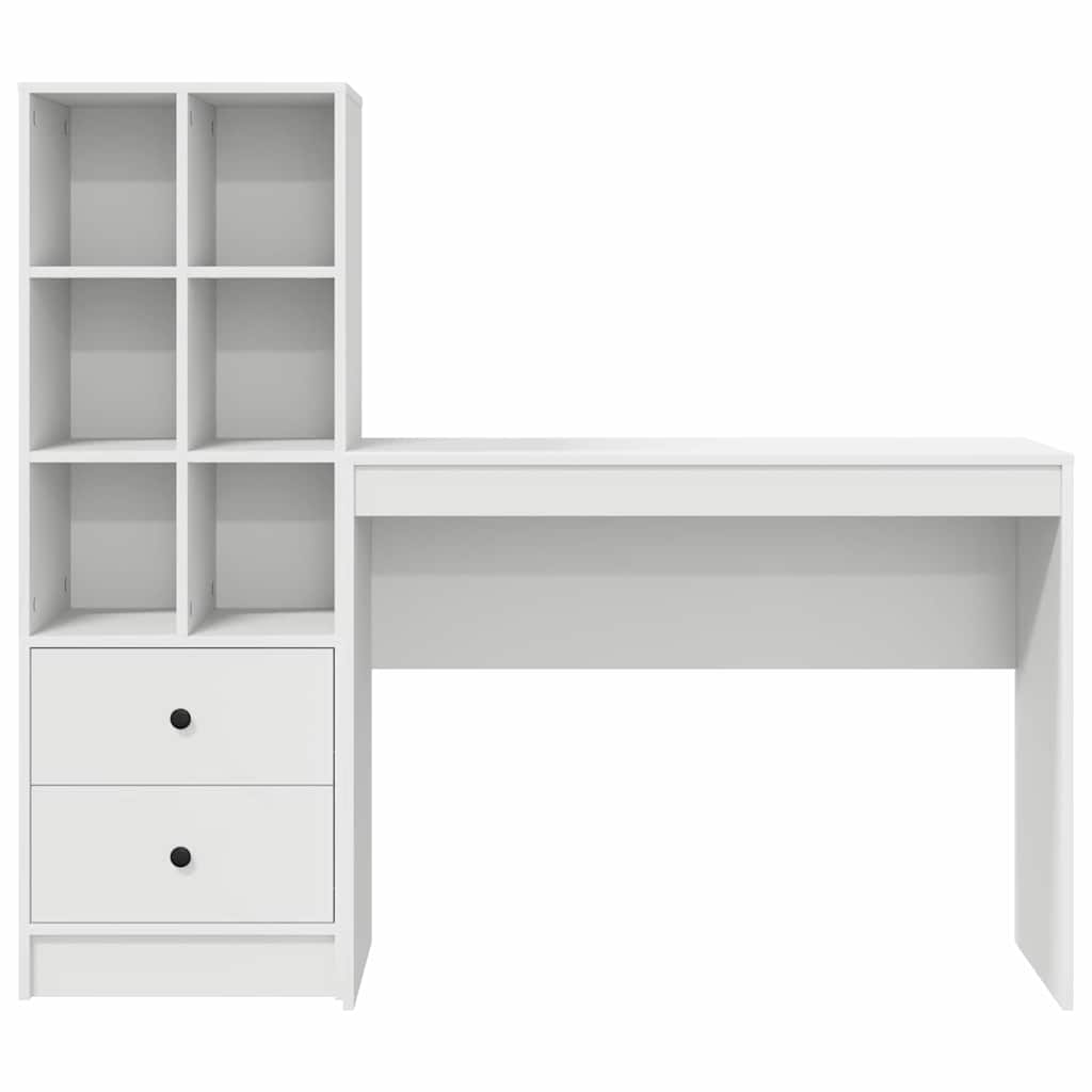 Skrivebord med opbevaring med hylde 2 pcs Hvid 100 x 40 x 76 cm