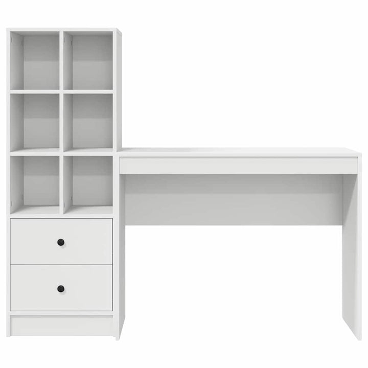 Skrivebord med opbevaring med hylde 2 pcs Hvid 100 x 40 x 76 cm