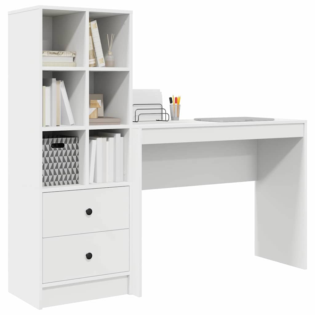 Skrivebord med opbevaring med hylde 2 pcs Hvid 100 x 40 x 76 cm