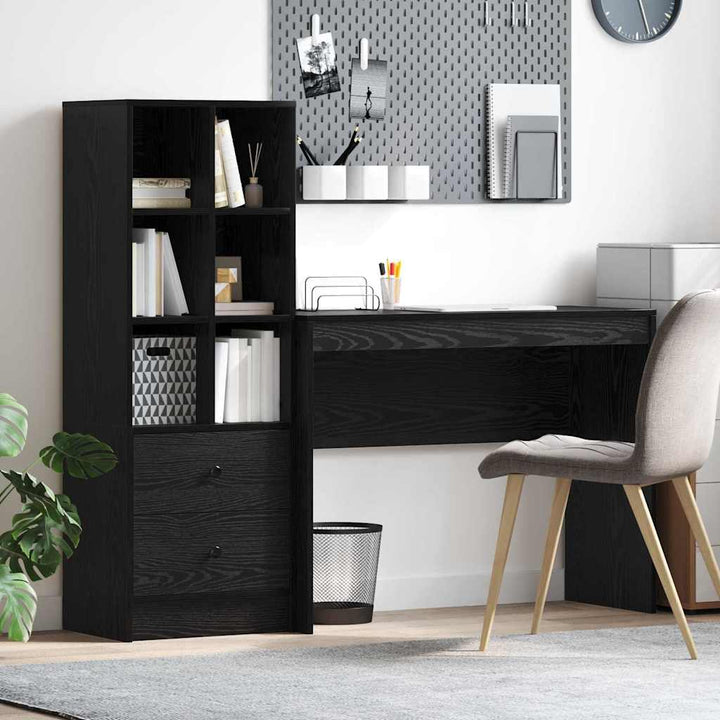 Skrivebord med opbevaring 2 pcs Sort eg 100 x 40 x 76 cm