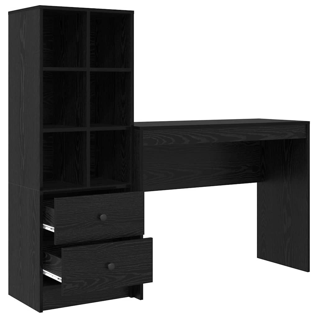 Skrivebord med opbevaring 2 pcs Sort eg 100 x 40 x 76 cm