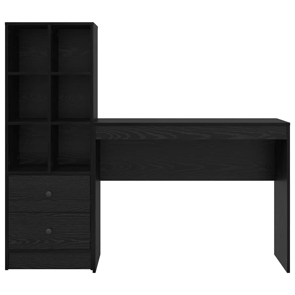Skrivebord med opbevaring 2 pcs Sort eg 100 x 40 x 76 cm