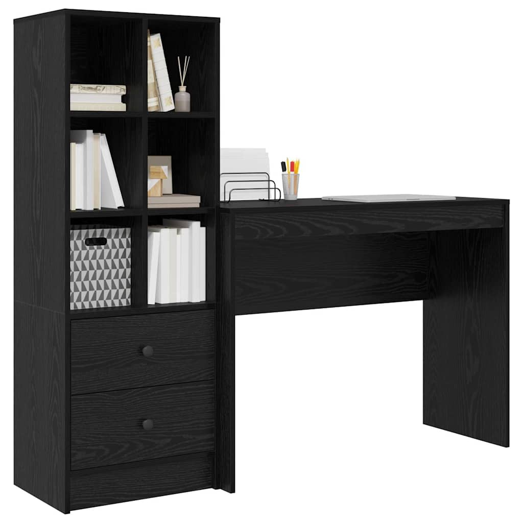 Skrivebord med opbevaring 2 pcs Sort eg 100 x 40 x 76 cm