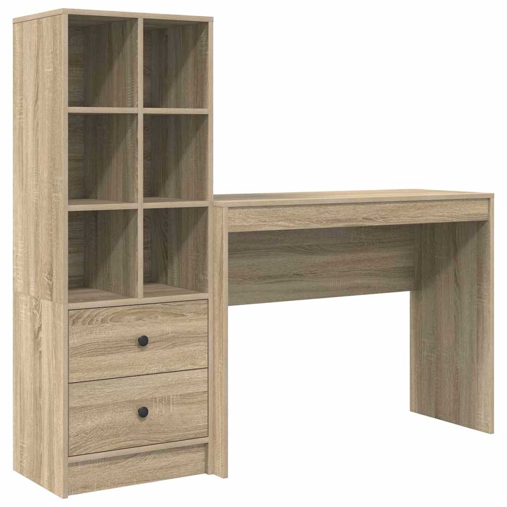Skrivebord med opbevaring 2 pcs Sonoma eg 100 x 40 x 76 cm