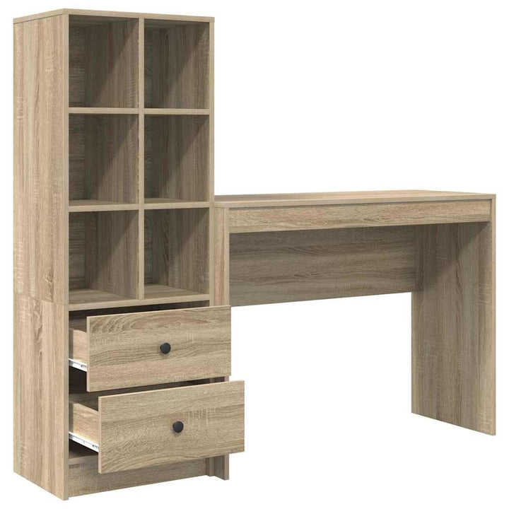 Skrivebord med opbevaring 2 pcs Sonoma eg 100 x 40 x 76 cm