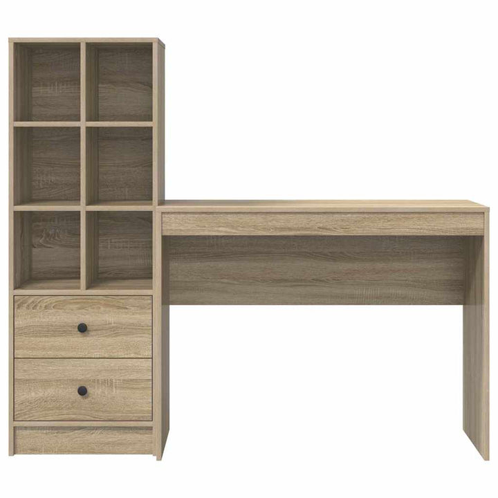 Skrivebord med opbevaring 2 pcs Sonoma eg 100 x 40 x 76 cm