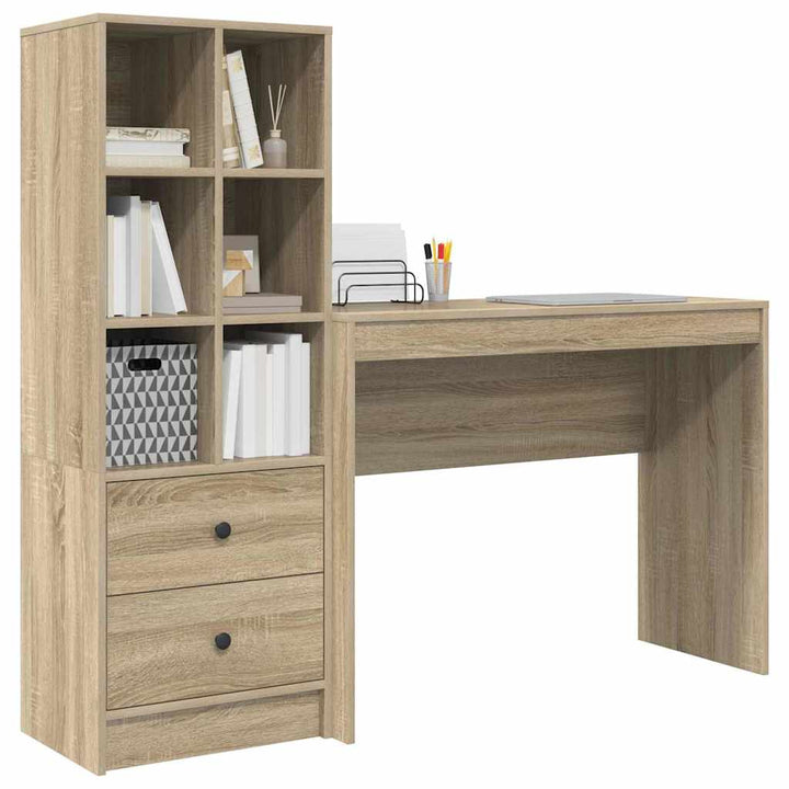 Skrivebord med opbevaring 2 pcs Sonoma eg 100 x 40 x 76 cm