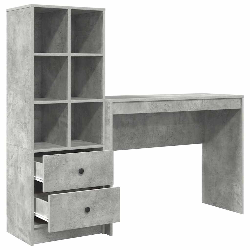 Skrivebord med opbevaring 2 pcs Beton Grå 100 x 40 x 76 cm