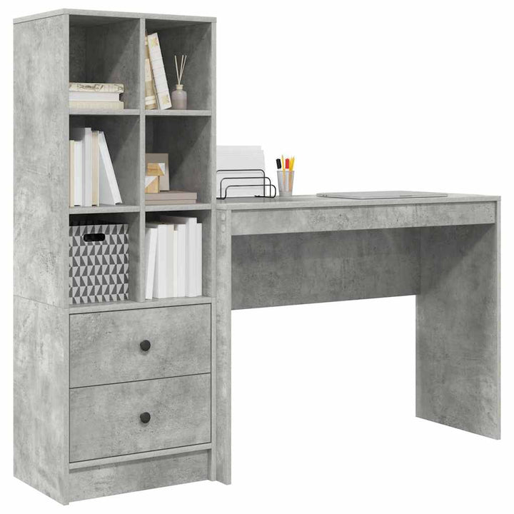 Skrivebord med opbevaring 2 pcs Beton Grå 100 x 40 x 76 cm