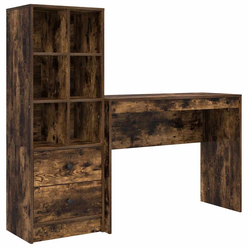 Skrivebord med opbevaring 2 pcs Røget eg 100 x 40 x 76 cm