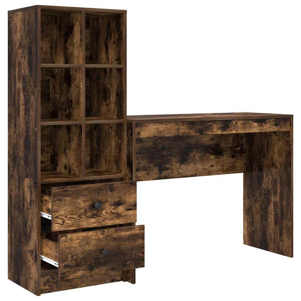 Skrivebord med opbevaring 2 pcs Røget eg 100 x 40 x 76 cm