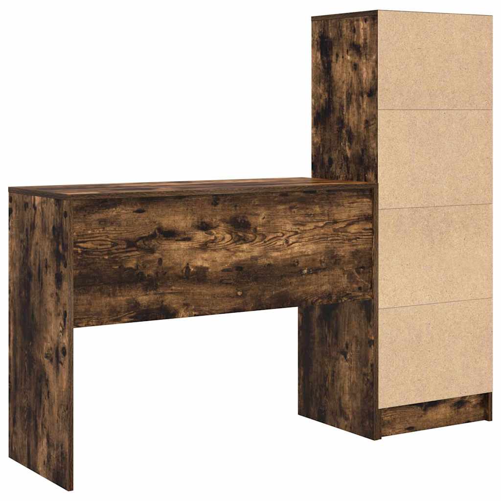 Skrivebord med opbevaring 2 pcs Røget eg 100 x 40 x 76 cm