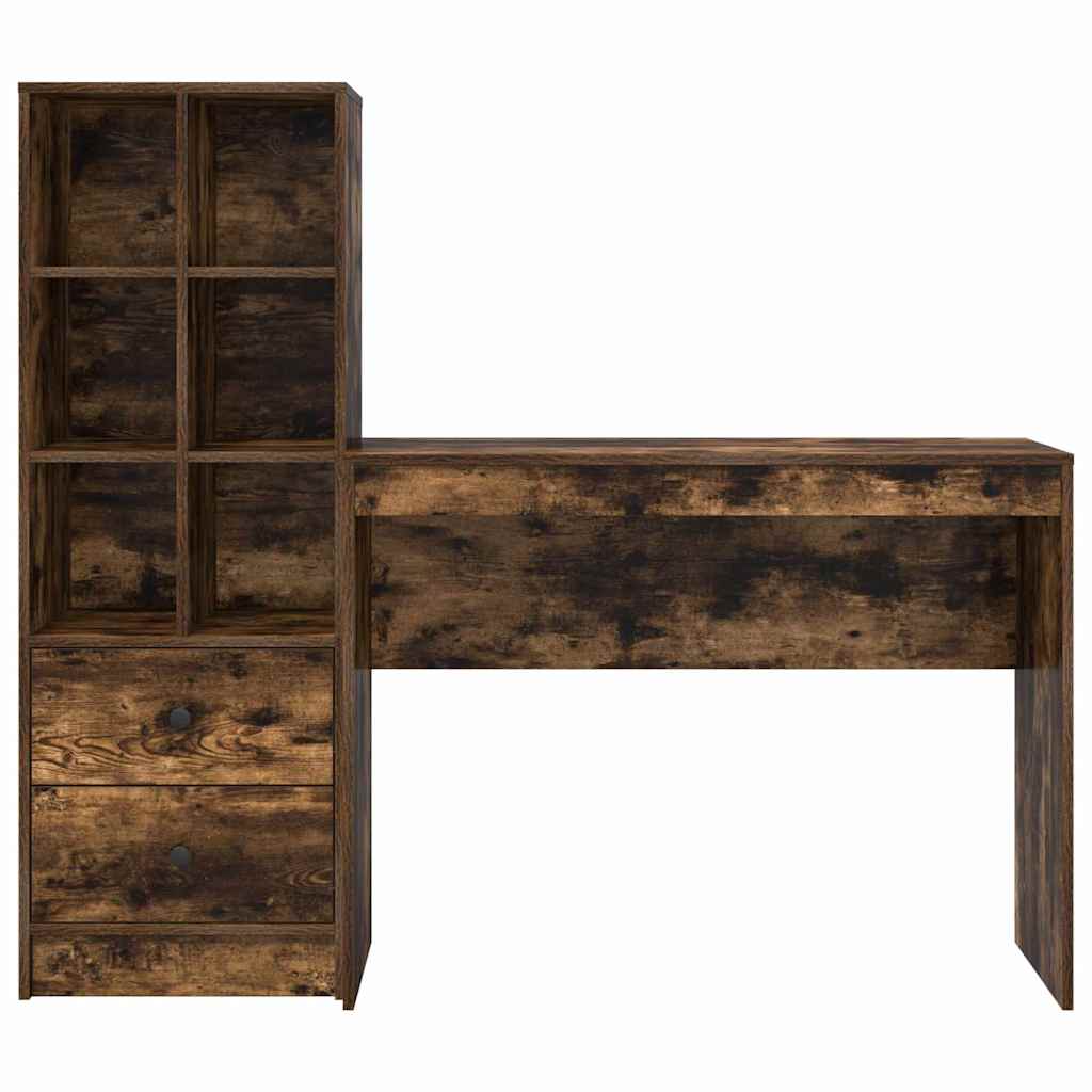 Skrivebord med opbevaring 2 pcs Røget eg 100 x 40 x 76 cm