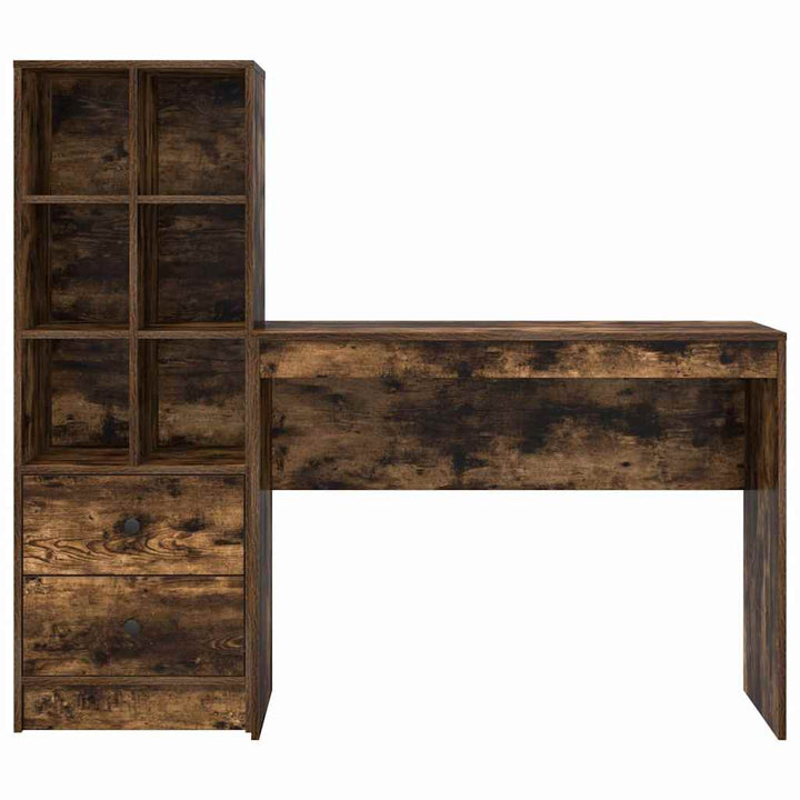 Skrivebord med opbevaring 2 pcs Røget eg 100 x 40 x 76 cm