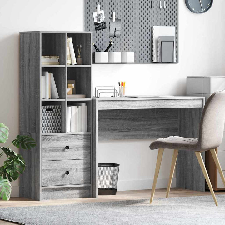 Skrivebord med opbevaring 2 pcs Grå sonoma-eg 100 x 40 x 76 cm
