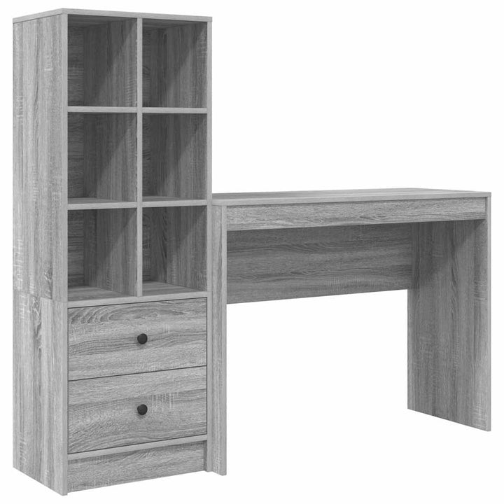 Skrivebord med opbevaring 2 pcs Grå sonoma-eg 100 x 40 x 76 cm