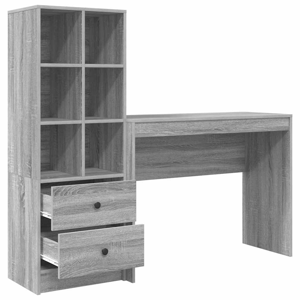 Skrivebord med opbevaring 2 pcs Grå sonoma-eg 100 x 40 x 76 cm