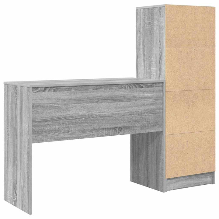 Skrivebord med opbevaring 2 pcs Grå sonoma-eg 100 x 40 x 76 cm