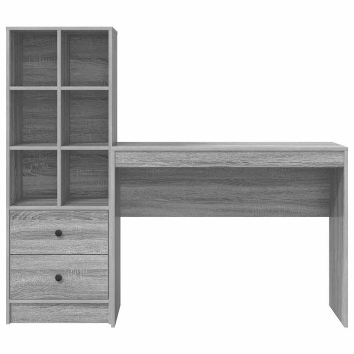 Skrivebord med opbevaring 2 pcs Grå sonoma-eg 100 x 40 x 76 cm