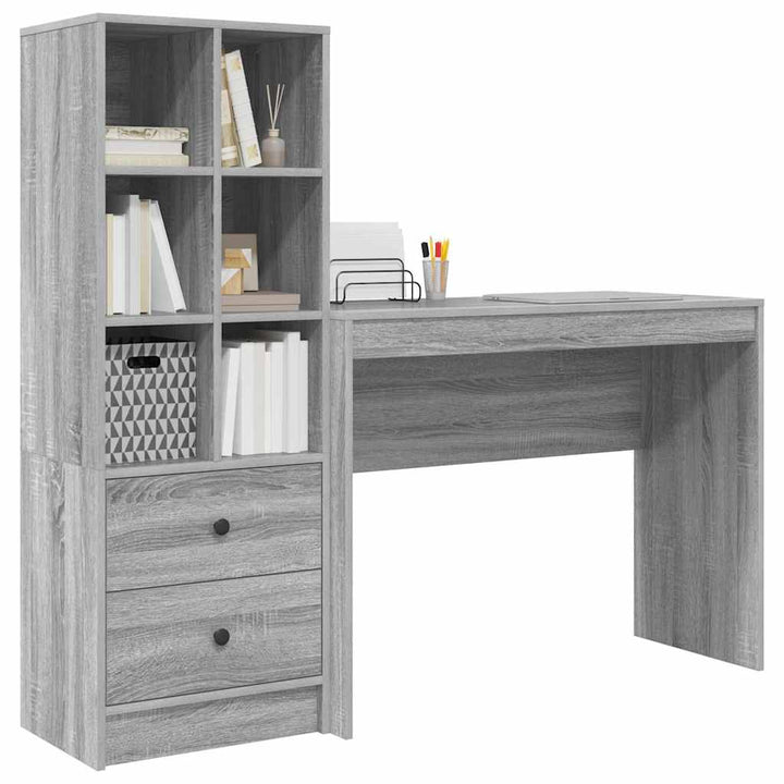 Skrivebord med opbevaring 2 pcs Grå sonoma-eg 100 x 40 x 76 cm