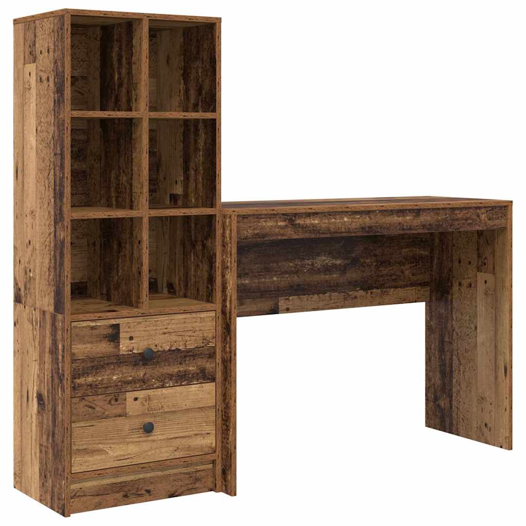 Skrivebord med opbevaring 2 pcs Gammelt træ 100 x 40 x 76 cm