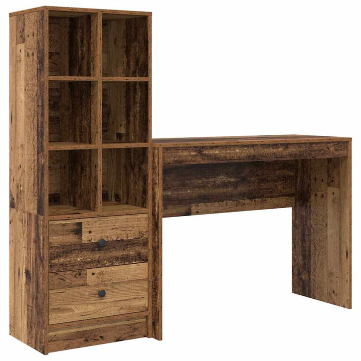 Skrivebord med opbevaring 2 pcs Gammelt træ 100 x 40 x 76 cm