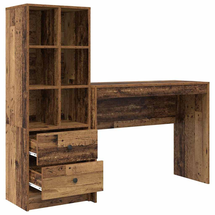 Skrivebord med opbevaring 2 pcs Gammelt træ 100 x 40 x 76 cm
