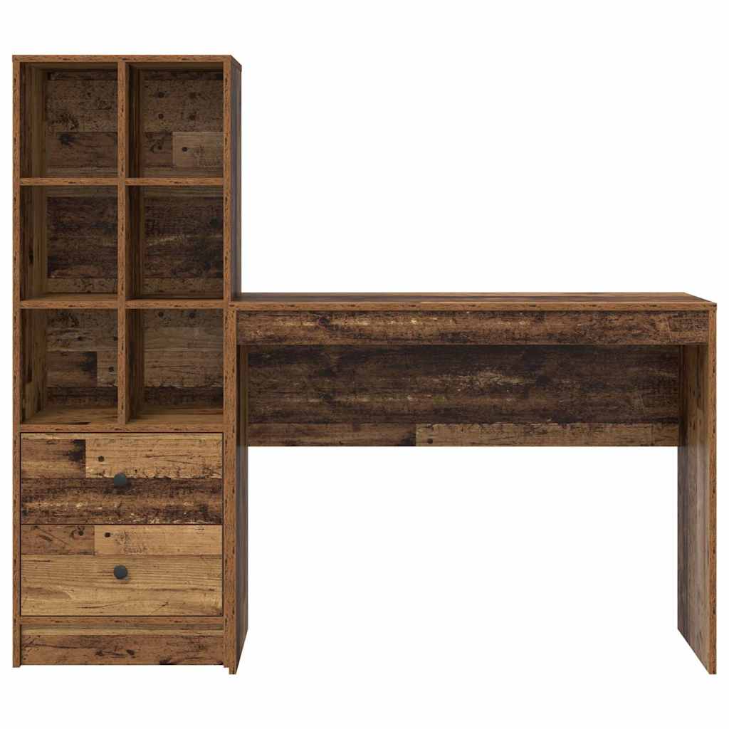 Skrivebord med opbevaring 2 pcs Gammelt træ 100 x 40 x 76 cm