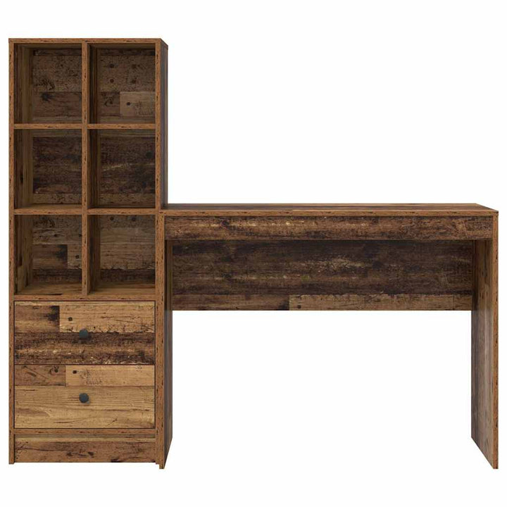 Skrivebord med opbevaring 2 pcs Gammelt træ 100 x 40 x 76 cm