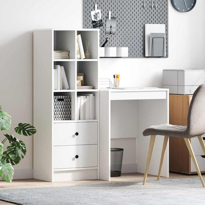 Skrivebord med opbevaring med hylde 2 pcs Hvid 100 x 40 x 76 cm