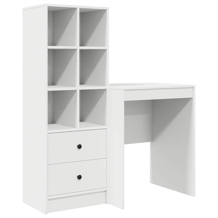 Skrivebord med opbevaring med hylde 2 pcs Hvid 100 x 40 x 76 cm