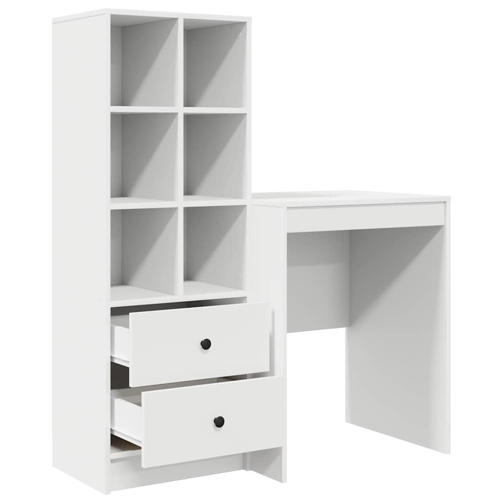 Skrivebord med opbevaring med hylde 2 pcs Hvid 100 x 40 x 76 cm