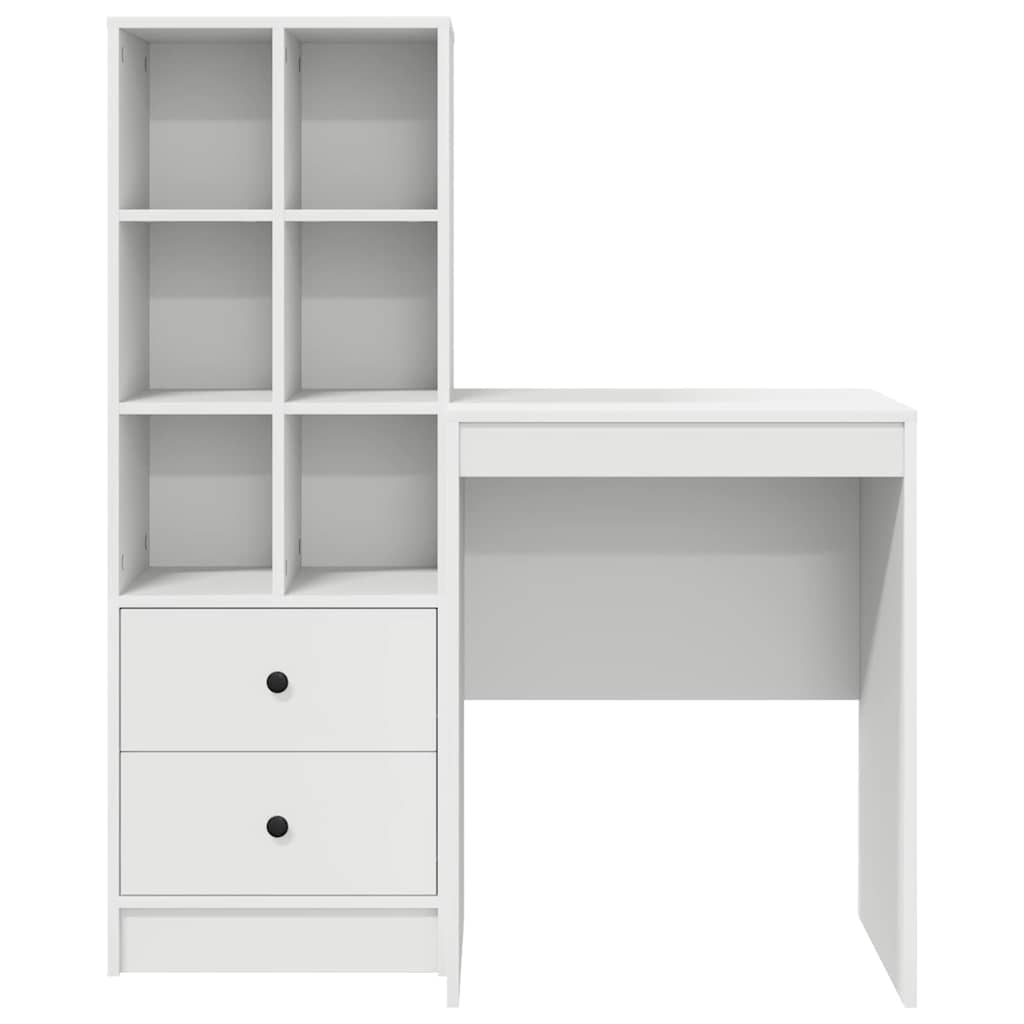 Skrivebord med opbevaring med hylde 2 pcs Hvid 100 x 40 x 76 cm
