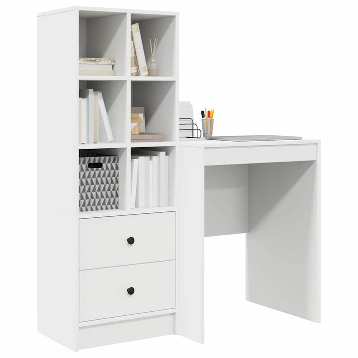 Skrivebord med opbevaring med hylde 2 pcs Hvid 100 x 40 x 76 cm