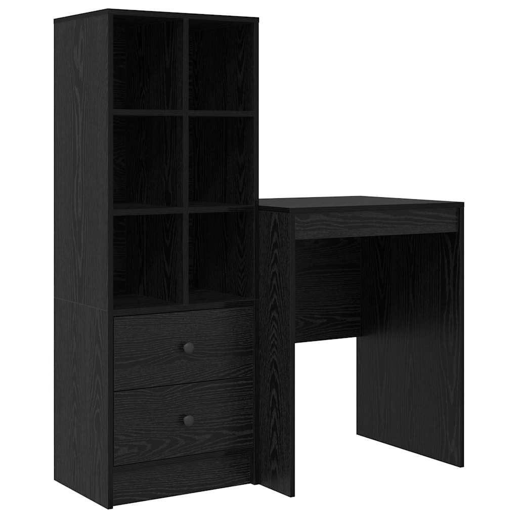 Skrivebord med opbevaring 2 pcs Sort eg 60 x 50 x 76 cm