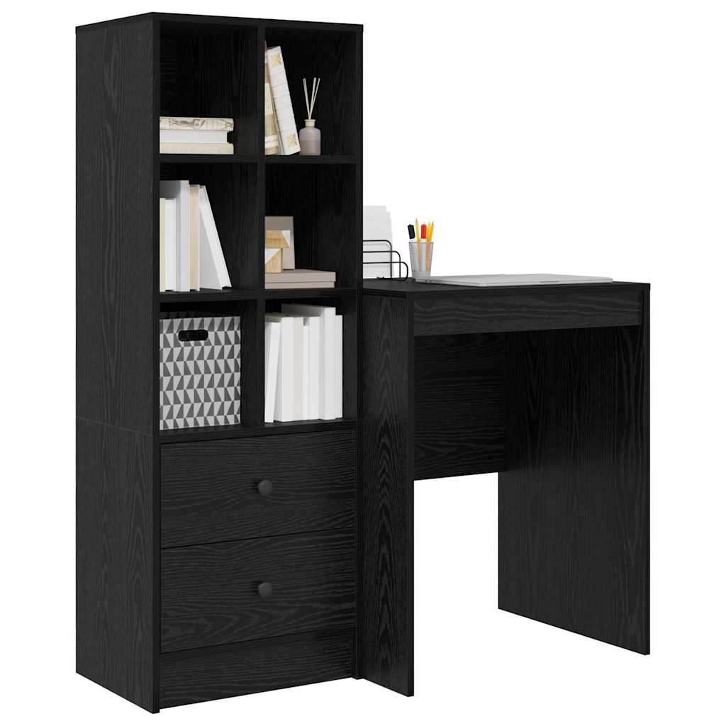 Skrivebord med opbevaring 2 pcs Sort eg 60 x 50 x 76 cm