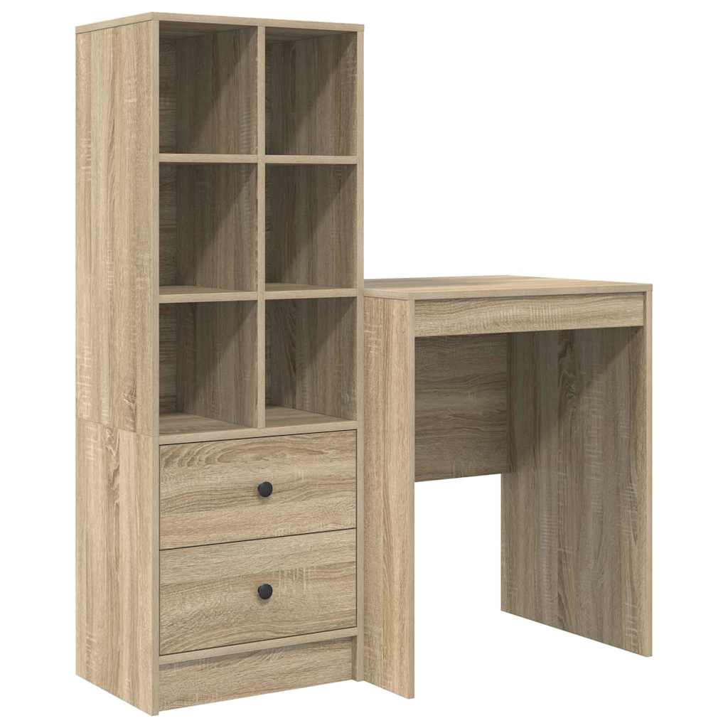 Skrivebord med opbevaring 2 pcs Sonoma eg 60 x 50 x 76 cm
