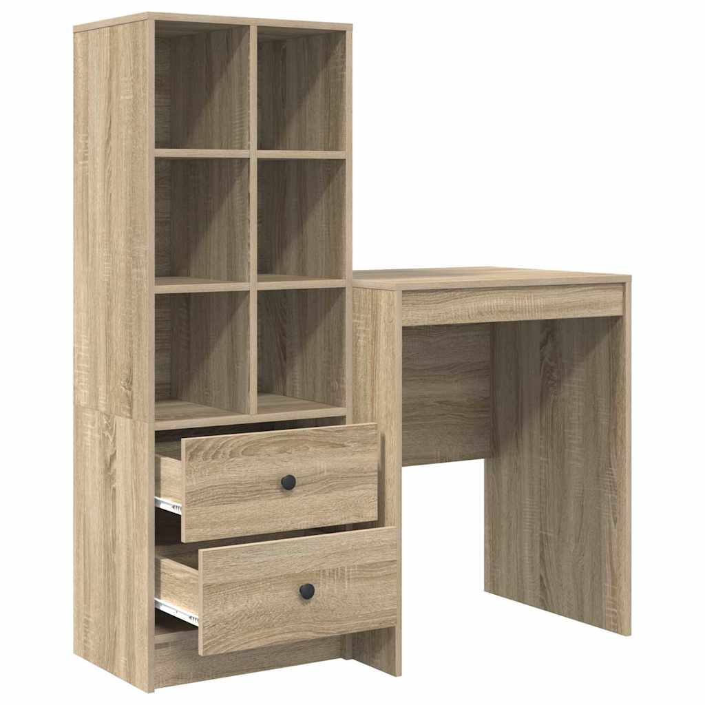 Skrivebord med opbevaring 2 pcs Sonoma eg 60 x 50 x 76 cm