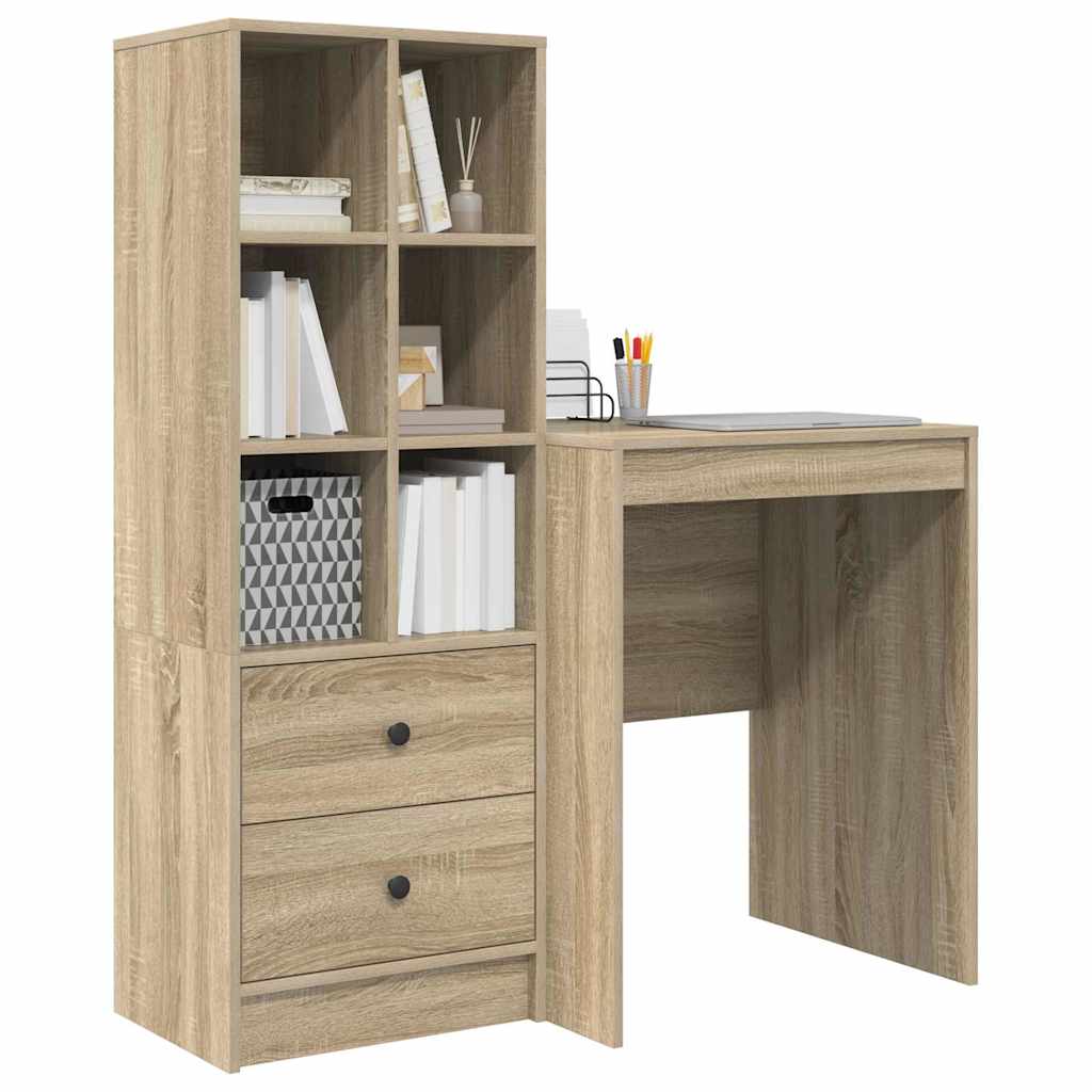 Skrivebord med opbevaring 2 pcs Sonoma eg 60 x 50 x 76 cm