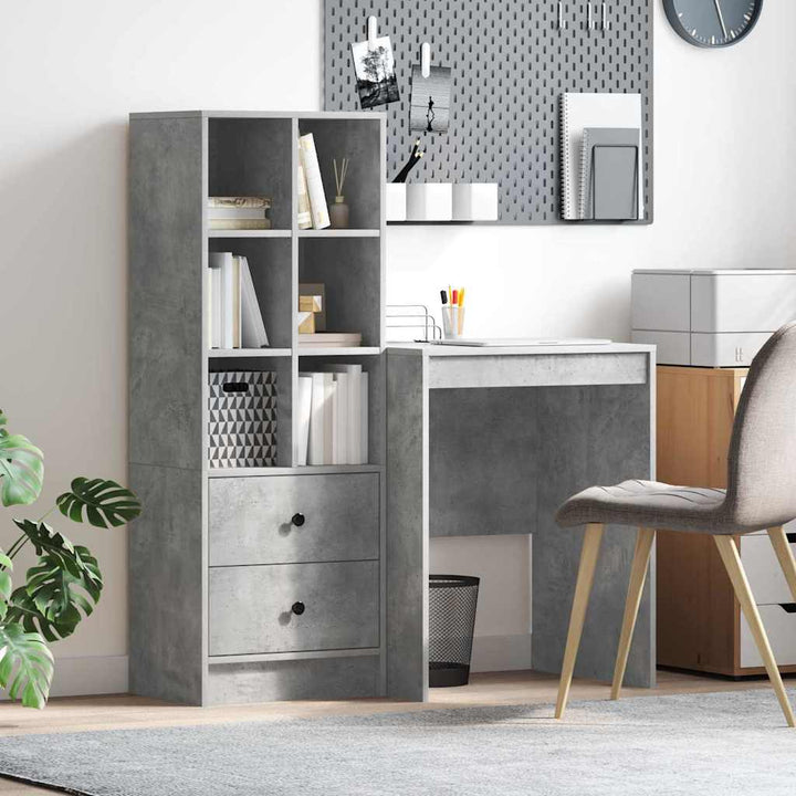 Skrivebord med opbevaring 2 pcs Beton Grå 60 x 50 x 76 cm