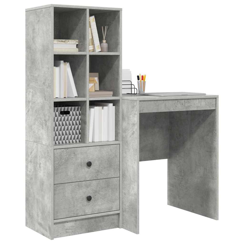 Skrivebord med opbevaring 2 pcs Beton Grå 60 x 50 x 76 cm