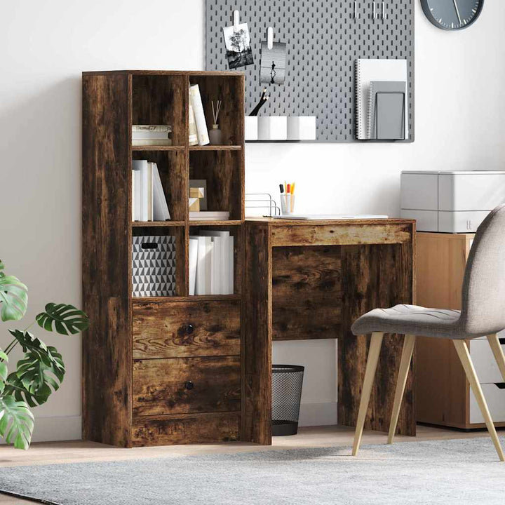 Skrivebord med opbevaring 2 pcs Røget eg 60 x 50 x 76 cm