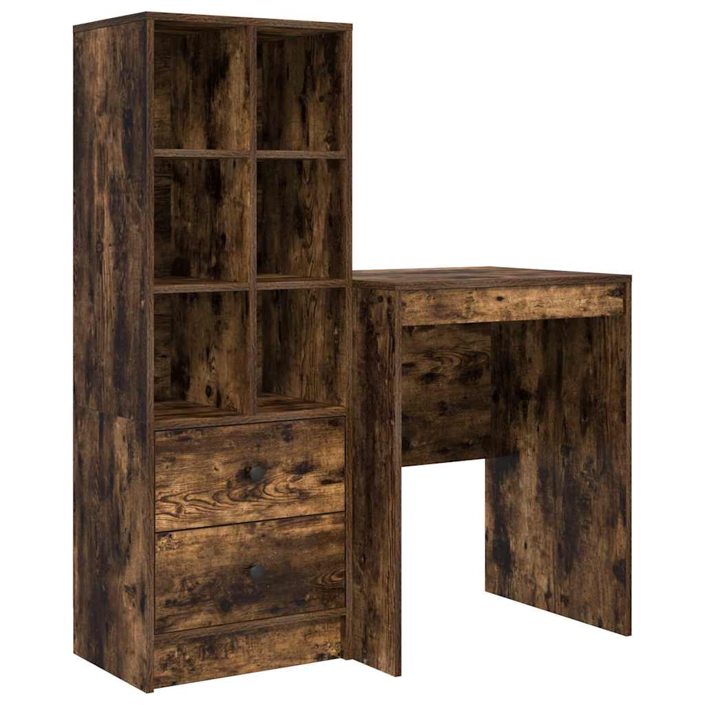 Skrivebord med opbevaring 2 pcs Røget eg 60 x 50 x 76 cm
