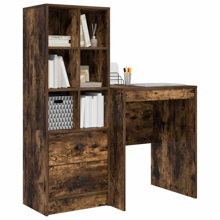 Skrivebord med opbevaring 2 pcs Røget eg 60 x 50 x 76 cm