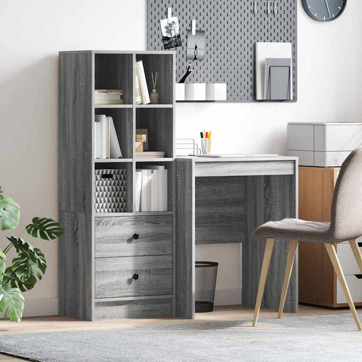 Skrivebord med opbevaring 2 pcs Grå sonoma-eg 60 x 50 x 76 cm