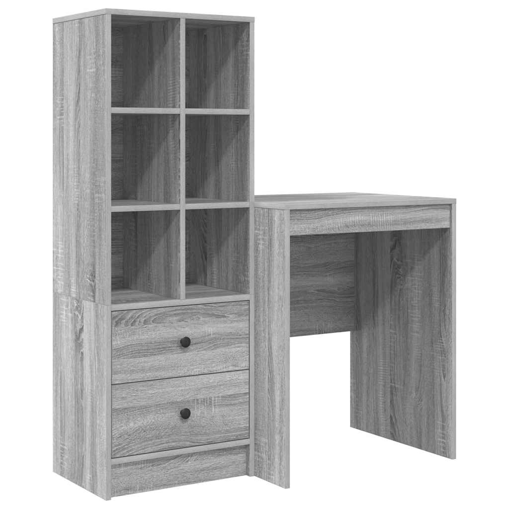 Skrivebord med opbevaring 2 pcs Grå sonoma-eg 60 x 50 x 76 cm