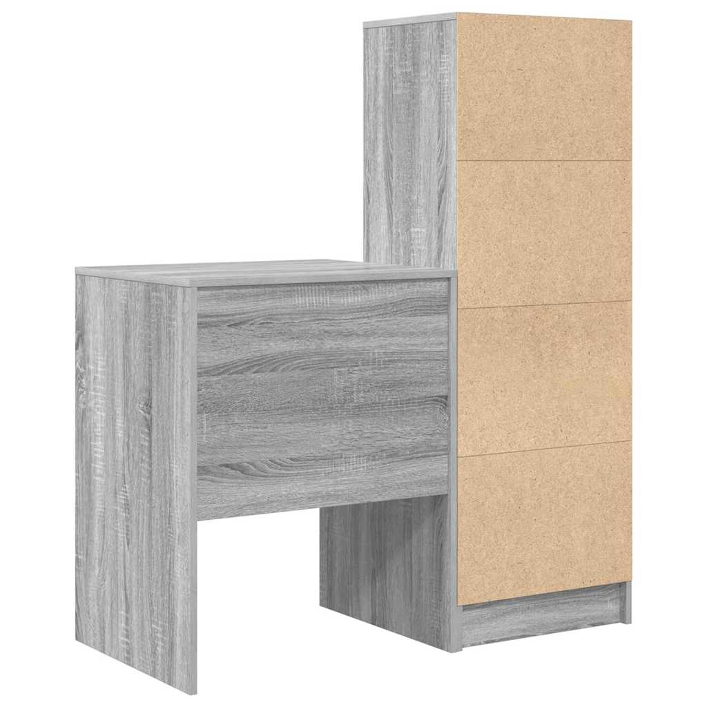 Skrivebord med opbevaring 2 pcs Grå sonoma-eg 60 x 50 x 76 cm