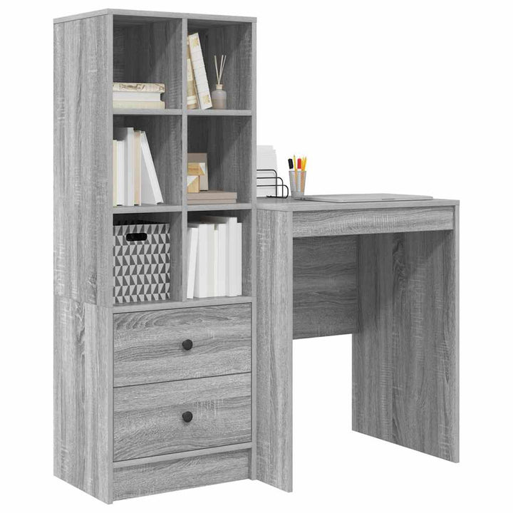 Skrivebord med opbevaring 2 pcs Grå sonoma-eg 60 x 50 x 76 cm